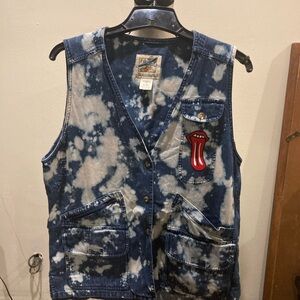 Bleached rockstar cargo denim vest
